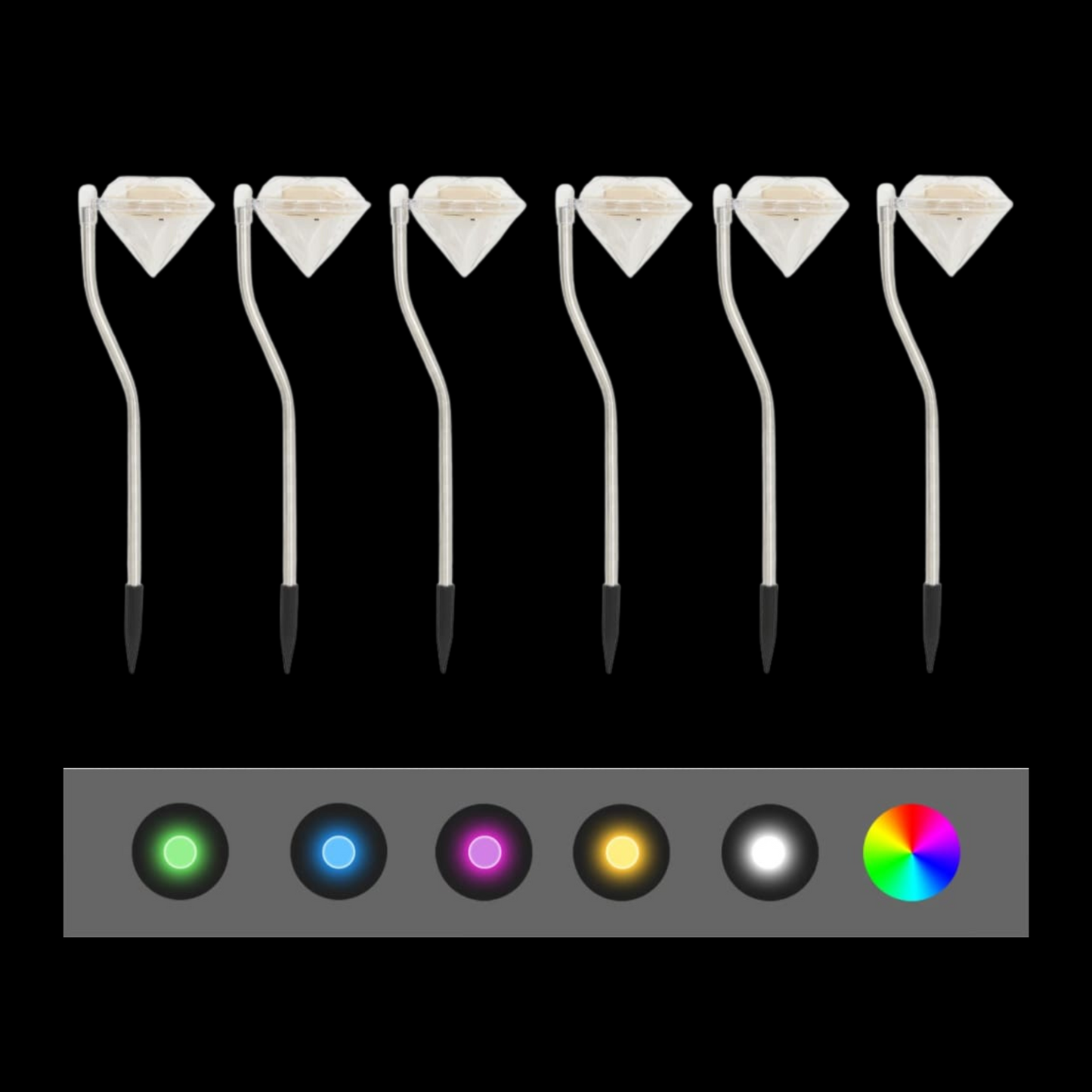 Diamond Shape Solar Lawn Lights LED (6 pack)