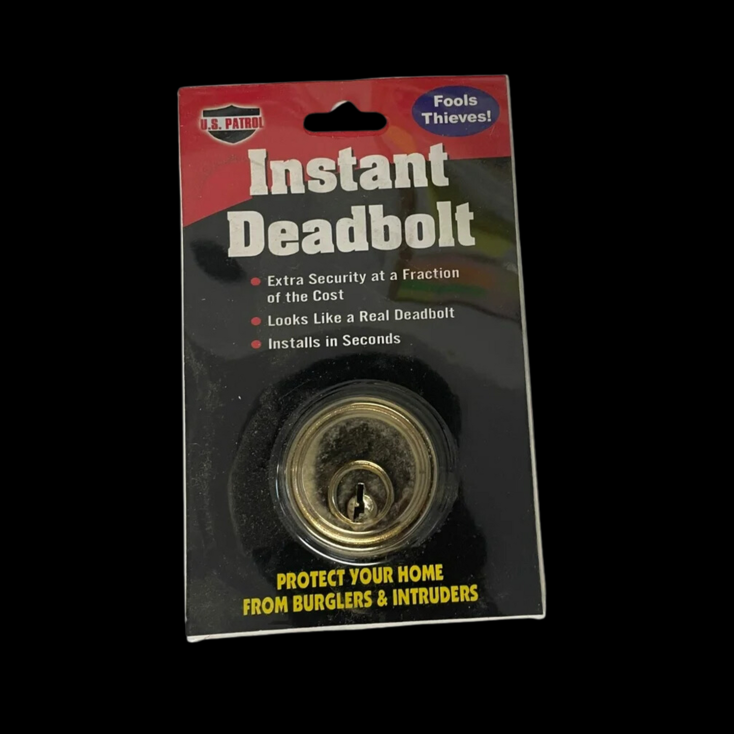 Instant Deadbolt Lock Brass Finish Looks like a Real Deadbolt- Adhesive