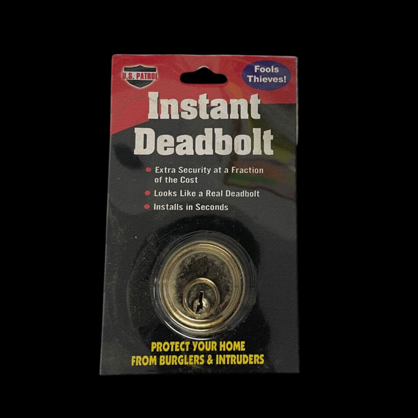 Instant Deadbolt Lock Brass Finish Looks like a Real Deadbolt- Adhesive